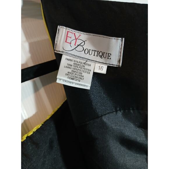 EY Boutique Black with Neon Green Lace Detail Midi Size 16 - Picture 6 of 6